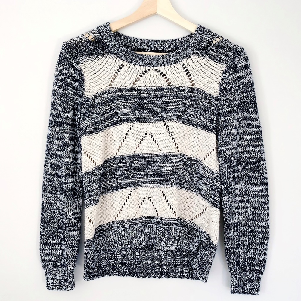 Banana Republic Navy and White Striped Sweater S